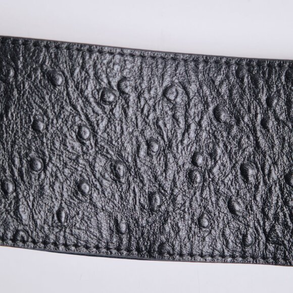 Sarah Pacini Big Ostrich Embossed Leather Belt - Black (NEW) - Picture 4 of 4